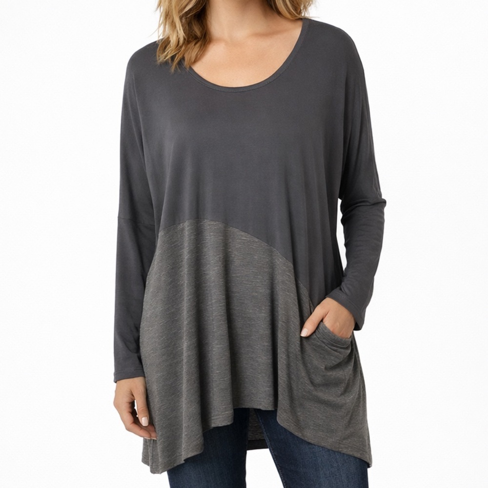 Sympli Tunic Blouse Gray Size 10